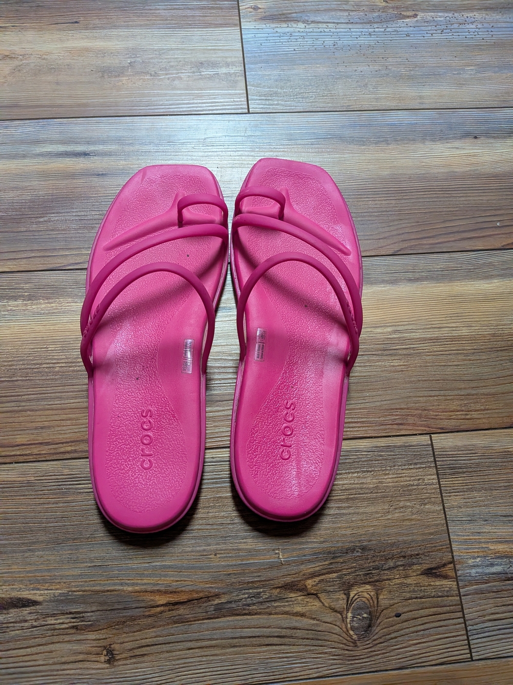 CROCS Women's Hot Pink Strappy Slide Sandals